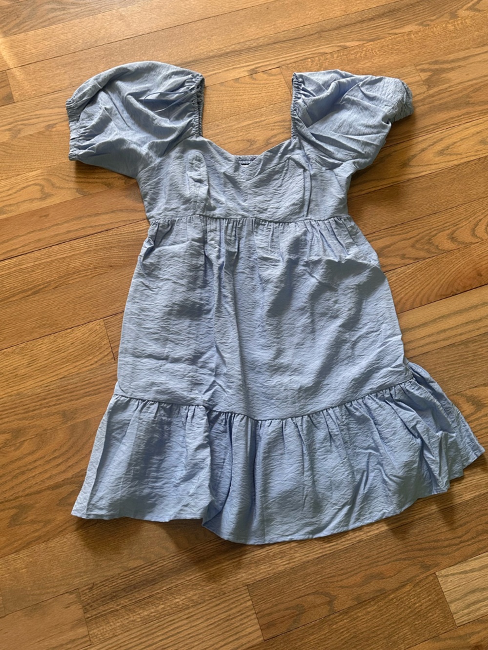 Nine West Light Blue Puff Sleeve Mini Dress